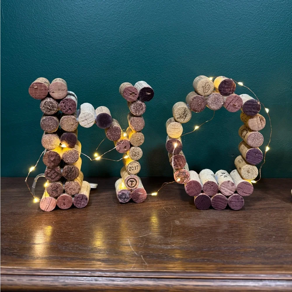 Christmas decor Wine Cork NOEL Sign with Lights